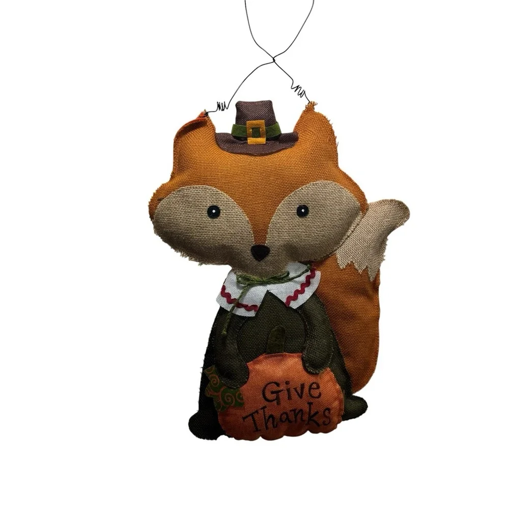 Fall Owl Fox Burlap Hanging Decor Thanksgiving Harvest Autumn Plush Set Of 3 24